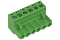 Terminal block; 2ESDV-06P; 6 ways; R=5,08mm; 18mm; 15A; 300V; for cable; angled 90°; square hole; slot screw; screw; vertical; 0,2÷2,5mm2; green; Dinkle; RoHS