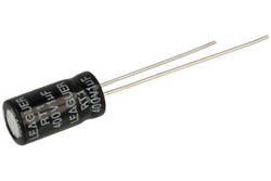 Capacitor; electrolytic; 1uF; 400V; RT1; KE 1.0400/6x12t; fi 6x12mm; 2,5mm; through-hole (THT); bulk; Leaguer; RoHS