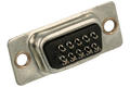 Socket; D-Sub; Canon 15p; 15 ways; for cable; straight; 3 rows; black; plastic; screwed; RoHS