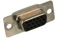 Socket; D-Sub; Canon 15p; 15 ways; for cable; straight; 3 rows; black; plastic; screwed; RoHS