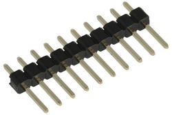 Pin header; pin; PLS10S; 2,54mm; black; 1x10; straight; 2,5mm; 3/6,1mm; through hole; gold plated; RoHS