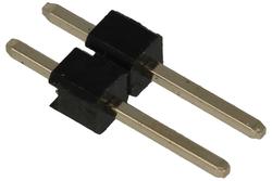 Pin header; pin; PLS02S; 2,54mm; black; 1x2; straight; 2,5mm; 3/6,1mm; through hole; gold plated; RoHS
