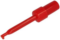 Test clip; R8-H16E-R; hook type; 1,7mm; red; 64mm; pluggable (2mm banana socket); 6A; 60V; phosphor bronze; ABS; SCI; RoHS