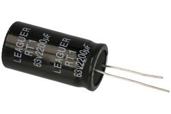 Kondensator; elektrolityczny; 2200uF; 63V; RT1; KE2200/63/18x36t; fi 18x36mm; 7,5mm; przewlekany (THT); luzem; Leaguer; RoHS
