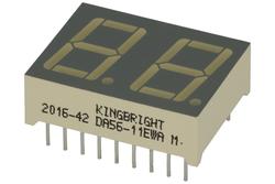 Display; LED; DA56-11EWA; double; red; anode; 7-segment; 14,22mm; 25mm; 19,05mm; Background colour: gray; 1,9÷8mcd; 625nm; Kingbright; 20mA; 2V
