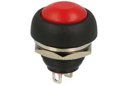 Switch; push button; PBS33R; OFF-(ON); red; no backlight; solder; 2 positions; 1A; 250V AC; 12mm; 14mm
