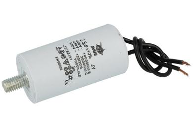 Capacitor; motor; CBB60(C61)2,5uF/450VAC Pbf; 2,5uF; 450V AC; fi 30x56mm; with cables; screw without nut; JYC; RoHS