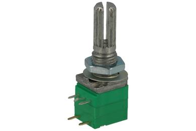 Potentiometer; shaft; single turn; with switch; WH9011AK-1-18T B10K; 10kohm; linear; 20%; 0,05W; axis diam.6,00mm; 20mm; metal; knurled; 300°; carbon film; through-hole (THT); Spike; RoHS
