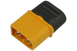 Plug; DC power; XT60H-M; 2 ways; straight; with a cap; yellow; solder; 60A; 500V; polyamide (PA)