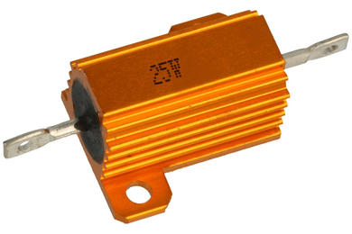 Resistor; wire-wound with heatsink; R25W5%25R; solder; screw with a nut; 25W; 25ohm; 5%; Aluminium; axial; 28x27x14mm; AH25; RoHS