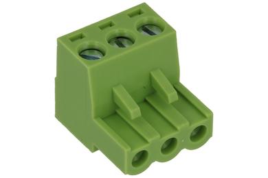 Terminal block; XY2500F-A-03P; 3 ways; R=5,00mm; 18mm; 12A; 300V; for cable; angled 90°; square hole; slot screw; screw; vertical; 2,5mm2; green; Xinya; RoHS