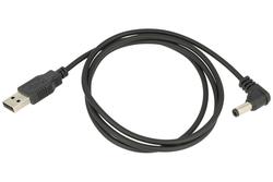Cable; USB; W-C-USB/DC; USB-A plug; DC plug 2.1/5.5; 1m; black; round; PVC; Wentronic; RoHS