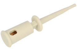 Test clip; R8-105A-W; pincer type; 1mm; white; 43,5m; solder; 10A; 60V; phosphor bronze; nylon; SCI; RoHS