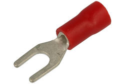Cord end terminal; 3,5mm; fork; insulated; KWIM3,5R; red; straight; for cable; 0,5÷1,5mm2; tinned; crimped
