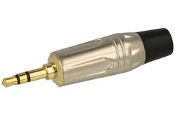 Plug; jack 3,5; BJ3,5B; stereo; straight; metal; silver; black; for cable; solder; Koko-Go; RoHS