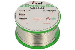 Soldering wire; 1,0mm; reel 0,25kg; Sn99,3Cu0,7/1,00/0,25; lead-free; Sn99,3Cu0,7; Cynel; wire; 1.1.3/3/3.0%; solder tin
