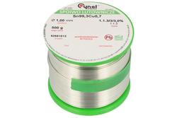 Soldering wire; 1,0mm; reel 0,5kg; Sn99,3Cu0,7/1,00/0,50; lead-free; Sn99,3Cu0,7; Cynel; wire; 1.1.3/3/3.0%; solder tin