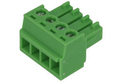 Terminal block; 15EGTK-3,81-04P; 4 ways; R=3,81mm; 15,4mm; 8A; 125V; for cable; angled 90°; square hole; slot screw; screw; vertical; 1,5mm2; green; Golten; RoHS