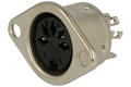 Socket; DIN; GDIN5p; 5 ways; 180°; straight; screw; for panel; black; solder; RoHS