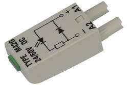 Module; signaling; protective; LD M42G; 24÷60V; DC; green; N polarization; for socket; grey; Relpol; RoHS