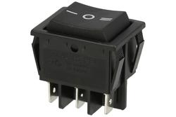 Switch; rocker; R-260CPW-NBBA-11ANC; (ON)-OFF-(ON); 2 ways; black; no backlight; momentary; 6,3x0,8mm connectors; 22x30mm; 3 positions; 16A; 250V AC; Canal