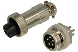 Connector; C01/5p; 5 ways; solder; 0,5mm2; 6mm; cable socket & panel mounted plug; 12mm; silver; black; 5A; 125V; DAFA LINKER; RoHS