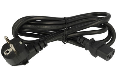 Cable; power supply; CAB508-2; CEE 7/7 angled plug; IEC C13 IBM straight socket; 2m; black; 3 cores; 0,75mm2; 16A; MSL; PVC; round; stranded; Cu; RoHS