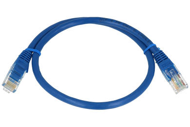 Cable; patchcord; U/UTP; CAT 5e; 0,5m; blue; RJ4505Bo; stranded; Cu; round; PVC; 2x RJ45 plugs; RoHS