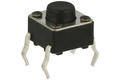 Tact switch; 6x6mm; 5mm; TS6601-5; 1,5mm; through hole; 4 pins; black; OFF-(ON); no backlight; 50mA; 12V DC; 180gf; KLS; RoHS