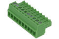 Terminal block; 15EGTK-3.5-10P; 10 ways; R=3,50mm; 15,4mm; 8A; 125V; for cable; angled 90°; square hole; slot screw; screw; vertical; 1,5mm2; green; Golten; RoHS