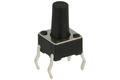 Tact switch; 6x6mm; 9,5mm; KAN0611-050; 6,3mm; through hole; 4 pins; black; OFF-(ON); no backlight; 50mA; 12V DC; 260gf; Tactronic; RoHS
