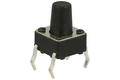 Tact switch; 6x6mm; 8mm; A06-A-8; 4,5mm; through hole; 4 pins; black; OFF-(ON); no backlight; red-green; 50mA; 12V DC; 160gf; Howo; RoHS