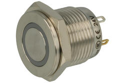 Przełącznik; przyciskowy; GQ16PF-10E/J/W/24V/S; OFF-(ON); 1 tor; podświetlenie LED 24V; biały; ring; monostabilny; na panel; 2A; 36V DC; 16mm; IP65; Onpow; RoHS