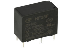 Przekaźnik; elektromagnetyczny miniaturowy; HF33F-024-HS3; 24V; DC; 1 styk zwierny; 5A; 250V AC; 5A; 30V DC; do druku (PCB); Hongfa; RoHS