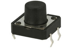 Tact switch; 12x12mm; 8,5mm; TM118D-8,5; 5,3mm; through hole; 4 pins; black; OFF-(ON); no backlight; 50mA; 12V DC; 160gf; Howo; RoHS