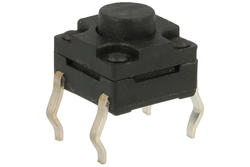 Tact switch; 6x6mm; 5mm; KAN0616-0501C-15/449; 1mm; through hole; 4 pins; black; OFF-(ON); no backlight; 50mA; 12V DC; 260gf; Tactronic; RoHS