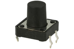 Tact switch; 12x12mm; 11mm; TS1202-11; 7,5mm; through hole; 4 pins; black; OFF-(ON); no backlight; 50mA; 12V DC; 160gf; Tactronic; RoHS