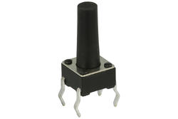Tact switch; 6x6mm; 13mm; KAN0611-1301B GP; 9,5mm; through hole; 4 pins; black; OFF-(ON); no backlight; 50mA; 12V DC; 160gf; Tactronic; RoHS