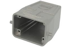 Connector housing; Han A; 19300060447; 6B; metal; straight; for cable; entry for M32 cable gland; for single locking lever; top single cable entry; grey; IP65; Harting; RoHS