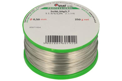 Soldering wire; 0,5mm; reel 0,25kg; Sn96,3Ag3,7/0,50/0,25; lead-free; Sn96,3Ag3,7; Cynel; wire; 1.1.3/3/3.0%; solder tin