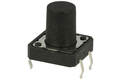 Tact switch; 12x12mm; 12mm; TS1202-12; 8,7mm; through hole; 4 pins; black; OFF-(ON); no backlight; 50mA; 12V DC; 180gf; KLS; RoHS