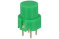 Tact switch; 12mm; 14,3mm; KS01B-G; 12,8mm; through hole; 4 pins; green; round shape; OFF-(ON); no backlight; 10mA; 35V DC; 130gf; Highly; RoHS