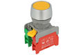 Switch; push button; PBF22-1-O/C-Y; ON-(OFF)+OFF-(ON); yellow; no backlight; screw; 2 positions; 3A; 230V AC; 22mm; 50mm; Auspicious