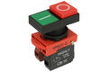 Switch; push button; HPB22-D11; ON-OFF+OFF-ON; red & green; no backlight; screw; 2 positions; 5A; 230V AC; 22mm; 42,5mm; Highly