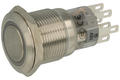 Przełącznik; przyciskowy; LAS1-AGQ-22ZE/G/12V/S; ON-ON; 2 tory; podświetlenie LED 12V; zielony; ring; bistabilny; na panel; 5A; 250V AC; 19mm; IP67; Onpow; RoHS