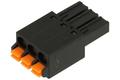 Terminal block; pluggable; 0225-0803; 3 ways; R=3,50mm; 21,4mm; 8A; 300V; for cable; straight; round hole; black; Dinkle; RoHS