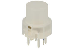 Mikroprzycisk; 12mm; 14,3mm; KS01-BLV-4 LED; 12,8mm; przewlekany (THT); 4 piny; transparentny; okrągły; OFF-(ON); podświetlenie LED 5V; niebieski; 10mA; 35V DC; 130gf; Highly; RoHS