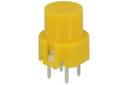 Tact switch; 12mm; 14,3mm; KS01B-Y; 12,8mm; through hole; 4 pins; yellow; round shape; OFF-(ON); no backlight; 10mA; 35V DC; 130gf; Highly; RoHS