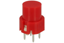 Tact switch; 12mm; 14,3mm; KS01B-R; 12,8mm; through hole; 4 pins; red; round shape; OFF-(ON); no backlight; 10mA; 35V DC; 130gf; Highly; RoHS