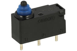 Microswitch; D2HW-A201D; without lever; 20mm; 1NO+1NC common pin; snap action; trough hole; 0,1A; 125V; IP67; Omron; RoHS